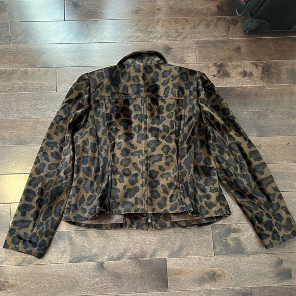 INC International Concepts Ruffle Leopard Print Jacket Zipper Coat - Picture 7 of 13